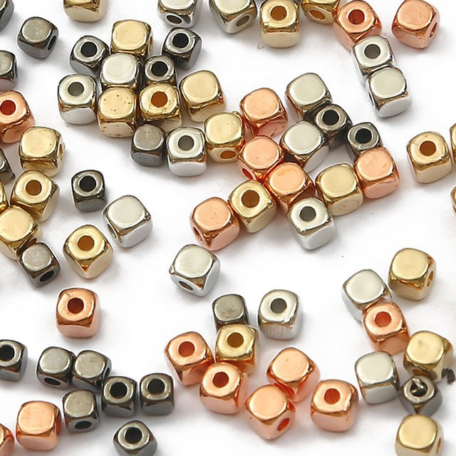 Distanzperlen Rocailles, quadratisch, 3–4 mm, Roségoldfarben, Unisex - Bild 1