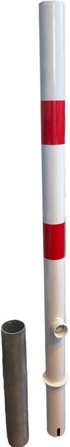 GEWA Absperrpfosten Poller aus Stahl, herausnehmbar mit Hülse und Zylinderschloss, feuerverzinkt, Durchmesser: 60 mm, Weiß-Rot Reflektierend - Bild 1