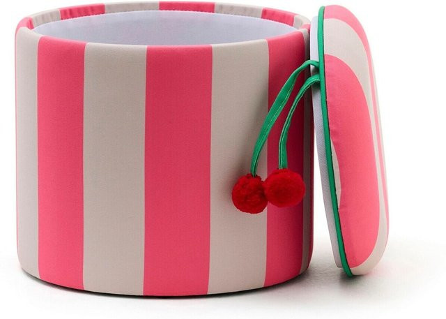 Kids Concept Sitzhocker mit Stauraum rosa gestreift B/T/H: 31,0 x 40,0 x 30,5 cm - Bild 1