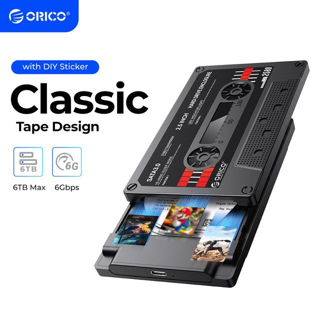 ORICO Externes 2,5 Zoll Festplattengehäuse SATA zu USB mit UASP Unterstützung für 7/9,5mm HDD und SSD, Schwarz - Bild 1
