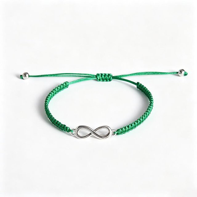 Freundschaftsarmband Unendlichkeitssymbol, handgeknüpftes Seil, grün, 16,5-28 cm, Unisex - Bild 1