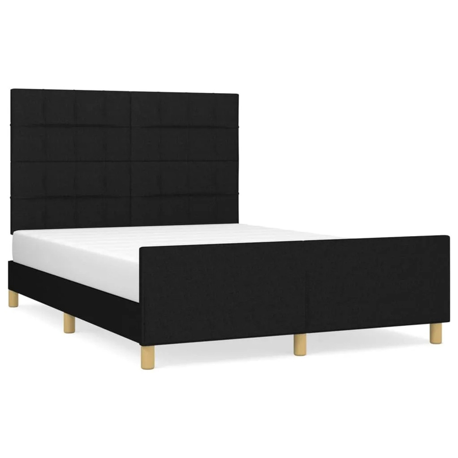vidaXL Bettgestell mit Kopfteil in Schwarz aus Stoff und Holz, B/T/H: 140 x 190 x 146 cm - Bild 2