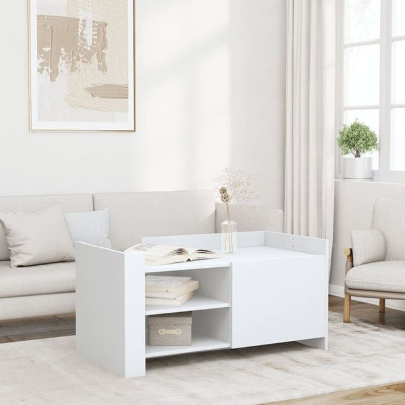 Vidaxl Couchtisch aus Holzwerkstoff in Weiß, rechteckig und minimalistisch, B/T/H: 100 x 50 x 50 cm - Bild 1