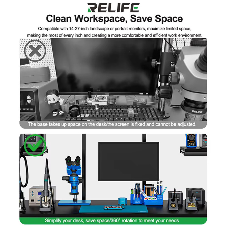 RELIFE MS3 360° drehbare Bildschirmhalterung in Schwarz für 14-27 Zoll Monitore mit 15° Neigefunktion - Bild 2