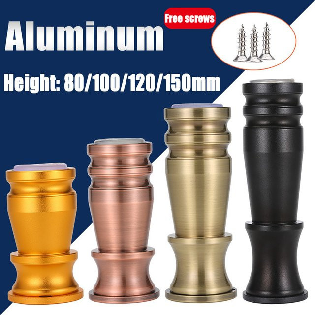 4er-Set verstellbare Möbelbeine aus Aluminium in Schwarz mit rutschfester Gummibasis für Schränke, Tische, Stühle und Sofas - Bild 1