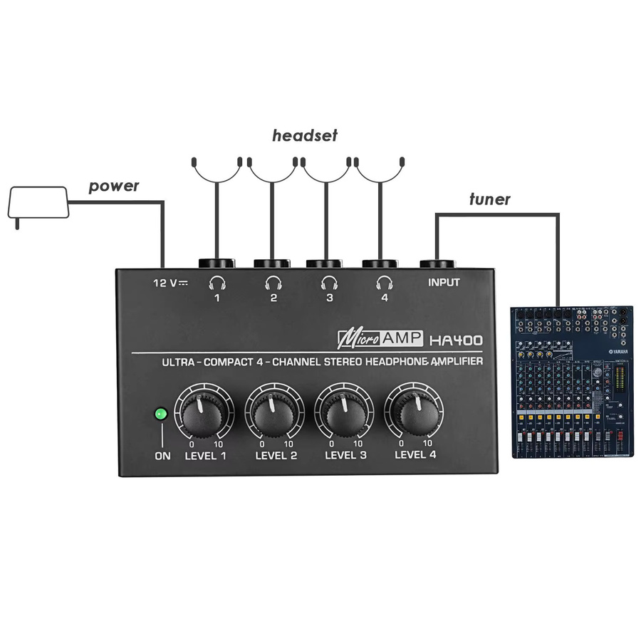Kebidumei Ha400 Mini Stereo Audio Kopfhörerverstärker mit 4 Kanälen in Schwarz - Bild 3