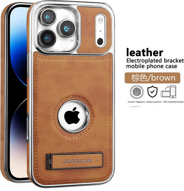 SZMUGUA Retro PU-Leder Handyhülle für iPhone mit Standfunktion und sichtbarem Logo-Design in Lila - Bild 1