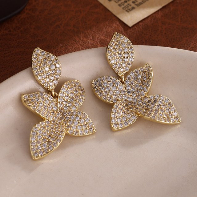 ZAKOL Ohrringe, Blatt Blume, Zirkonia, Gold, Damen - Bild 1