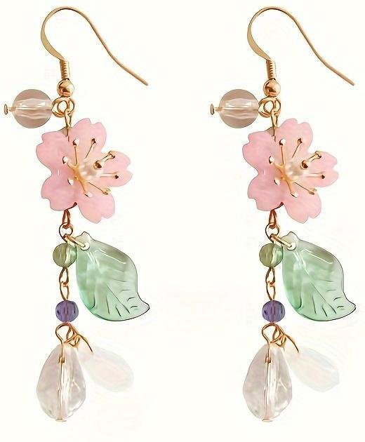 Hängeohrringe Kirschblüten, Roségold, Perle, Damen - Bild 1