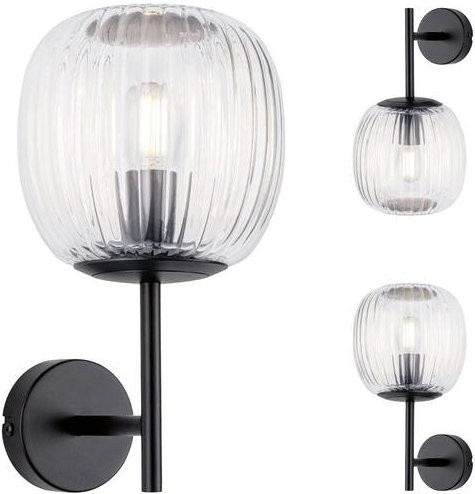 Paulmann Ruya 71144 Wandleuchte aus Glas in Schwarz matt mit E14 Fassung und IP44 Schutz für Feuchträume - Bild 1