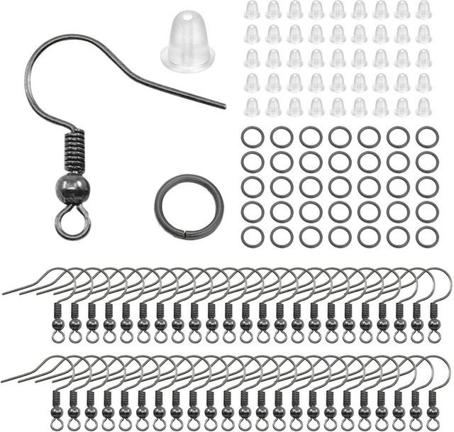 LuckLuckgo Ohrringe-Set, Ohrringhaken, offene Biegeringe, Ohrstöpsel, Gun Black, Unisex - Bild 1