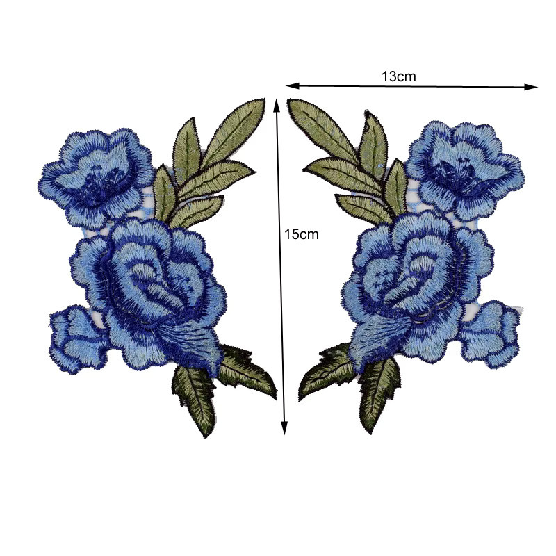ZYLPYY Rosenblüten-Stickerei-Patches aus Stoff in Mehrfarbig für Kleidung zum Nähen und Reparieren, 1 Paar - Bild 2
