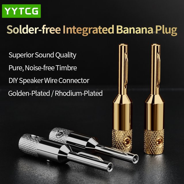 YYTCG Bananenstecker Korrosionsbeständige Audio-Video-Steckverbinder in Silber, 4 Stück - Bild 1