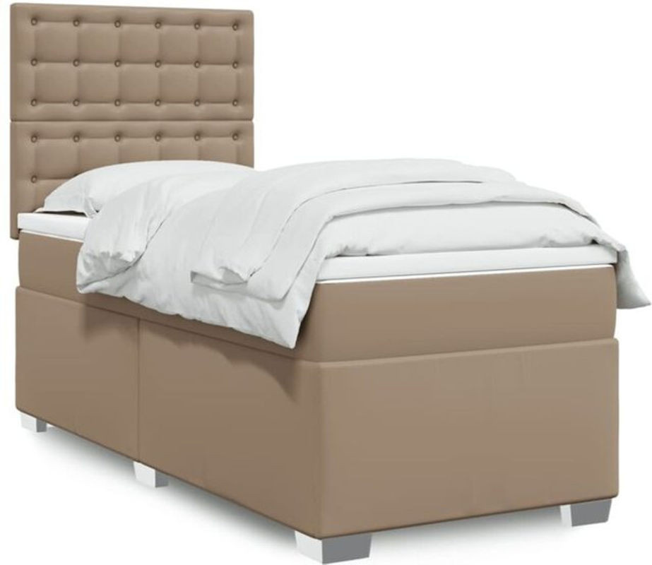 Vidaxl Boxspringbett Matratze mit Taschenfederkern in Braun und Weiß, B/T: 100 x 200 cm - Bild 1