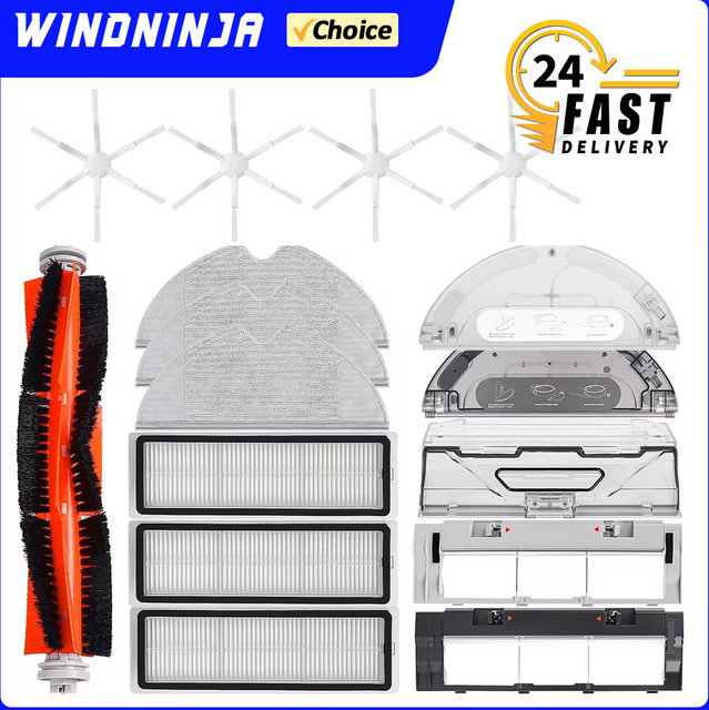 WINDNINJA Ersatzteil-Set für Xiaomi Mijia 1C 2C 1T und Dreame F9 mit Staubbox-Filter, Mopp-Tuch und Bürsten aus Kunststoff - Bild 1