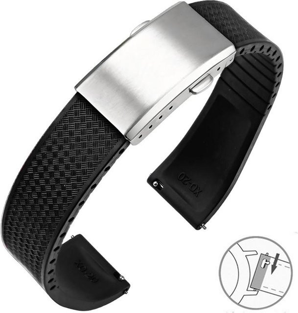 Gurtfreak Uhrenarmband Fluorkautschuk, Tropic, Faltschließe, 19mm, Schwarz, Unisex - Bild 1