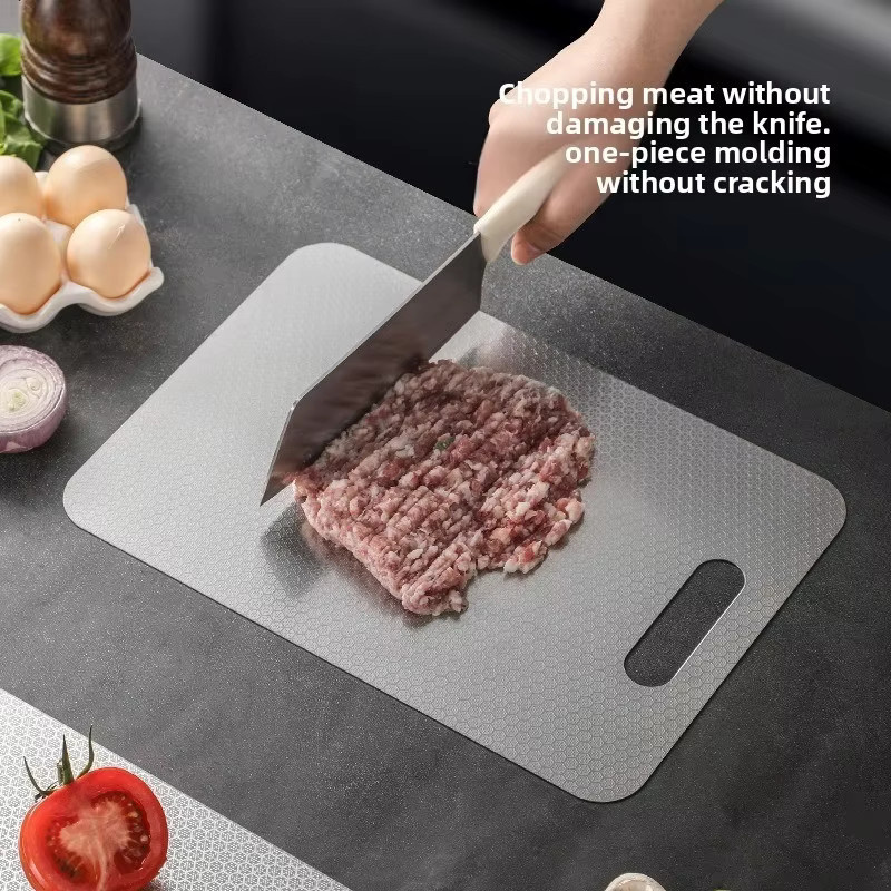 JUSTINLAU Schneidebrett aus Edelstahl in Silber, wabenverdicktes und antibakterielles Teigbrett für Obst und Gemüse - Bild 3