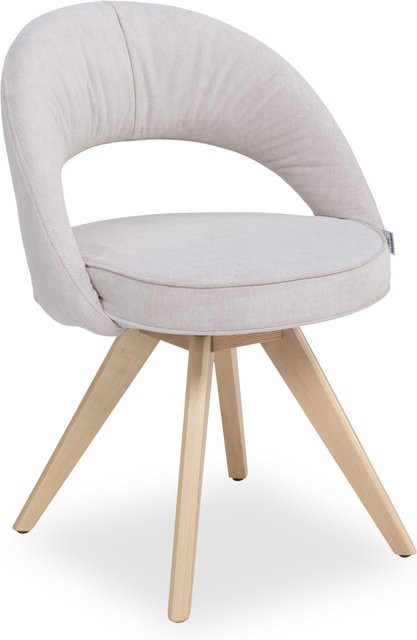 Armlehnstuhl SANSIBAR MOSSEN in Beige mit Stoff Velours Matrix und Massivholz-Gestell aus Hainbuche - Bild 1