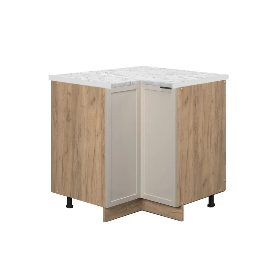 Vicco Eckunterschrank Fame-Line in Eiche mit Arbeitsplatte in Marmor-Weiß, Farbe Grau-Beige, Höhe: 87 cm - Bild 3