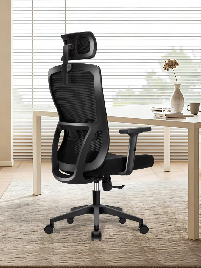 Ergonomischer Bürostuhl Durrafy in Schwarz mit Netzrücken, verstellbarer Kopfstütze und Lendenwirbelstütze für dein Home-Office - Bild 9