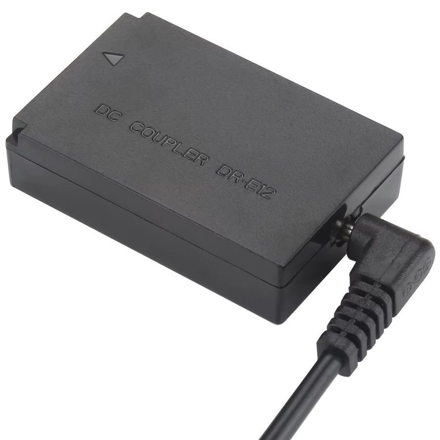 USB Type-C Dummy Batterie LP-E12 Adapter für Canon EOS M2 M10 M50 M100 M200 Kameras, Schwarz - Bild 2