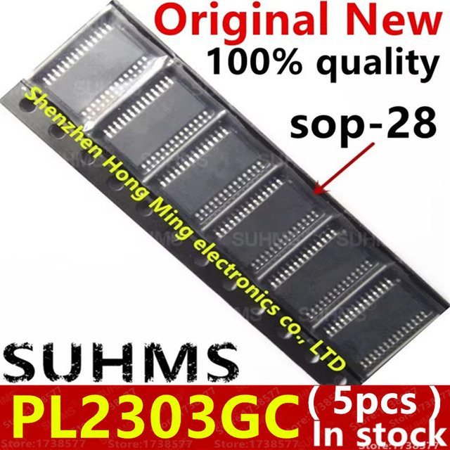 5 Stück PL2303GC SOP-28 IC Chips in Schwarz - Bild 1