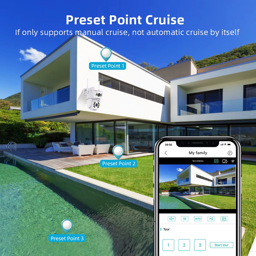 DDBROUGEN 4K 8MP HD Dual Objektiv Outdoor Wireless IP Kamera mit Wifi, PTZ und Auto Tracking, Weiß - Bild 6
