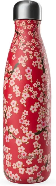 Isotherme Flasche Qwetch Originals Flowers in Rot, 0,42 l - Bild 1
