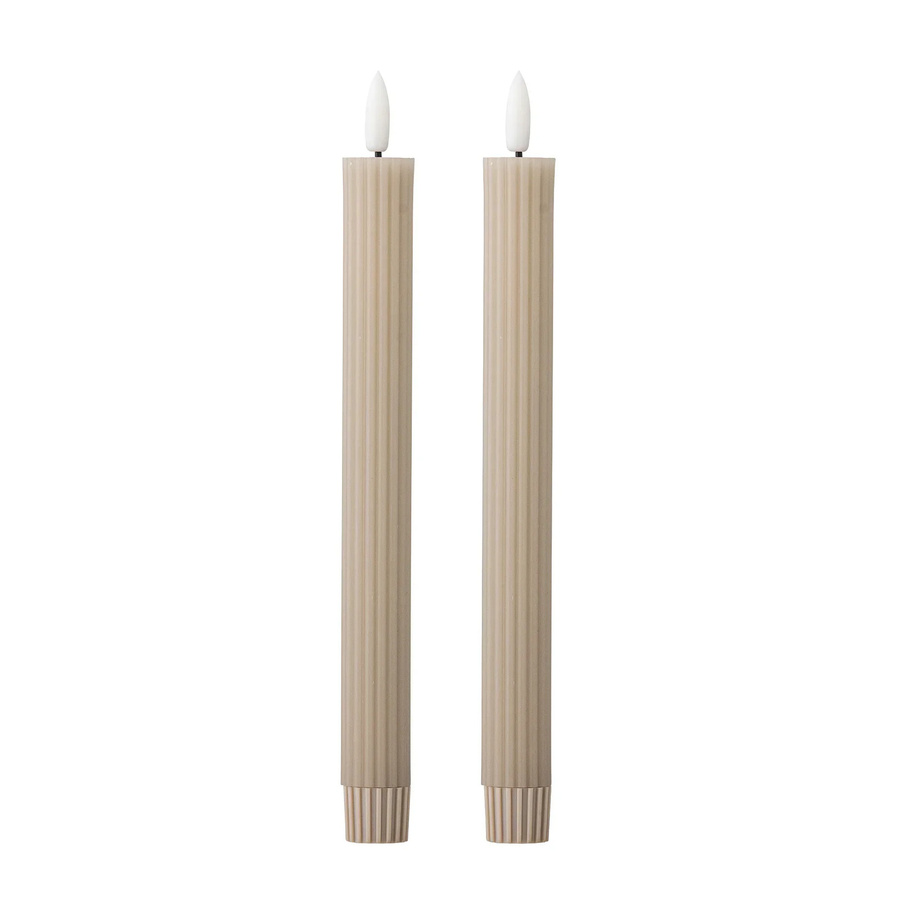 Bloomingville LED-Kerzen Ponza Natur Beige 2er-Set mit Timer, Höhe: 24,5 cm - Bild 1