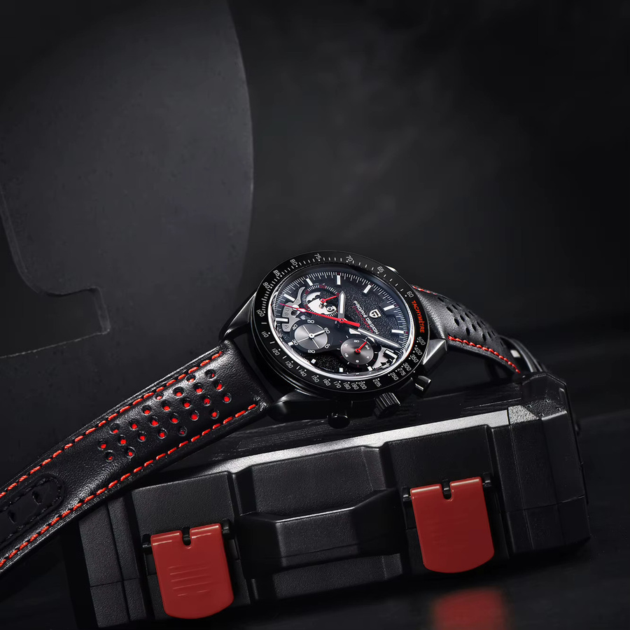 PAGANI DESIGN Chronograph, Quarz, Edelstahl, Leder, Schwarz, Herren - Bild 2