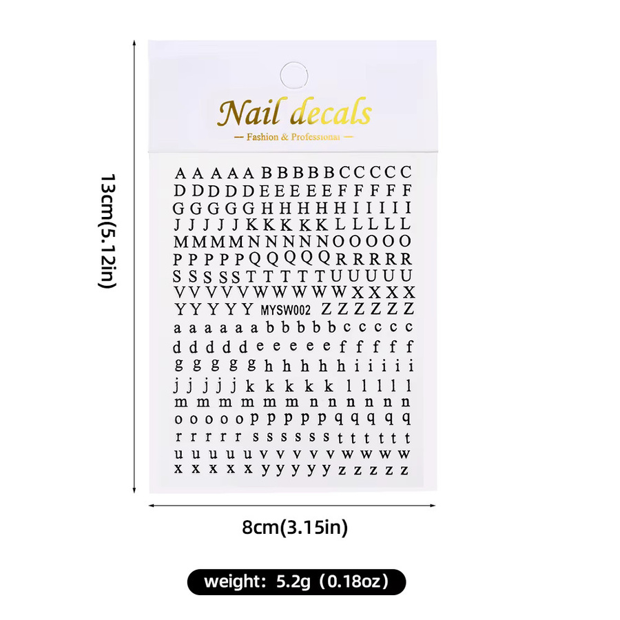 HotPress Nagelaufkleber 3D Englische Buchstaben, 12 Farben, A-Z, Unisex - Bild 3