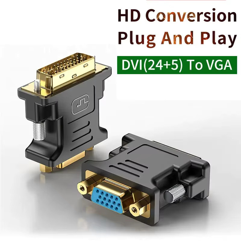 DVI-I zu VGA Adapter in Schwarz für 1080P Video Konverter mit 24+5 Pin Stecker auf VGA Buchse für PC, HDTV und Projektor - Bild 2