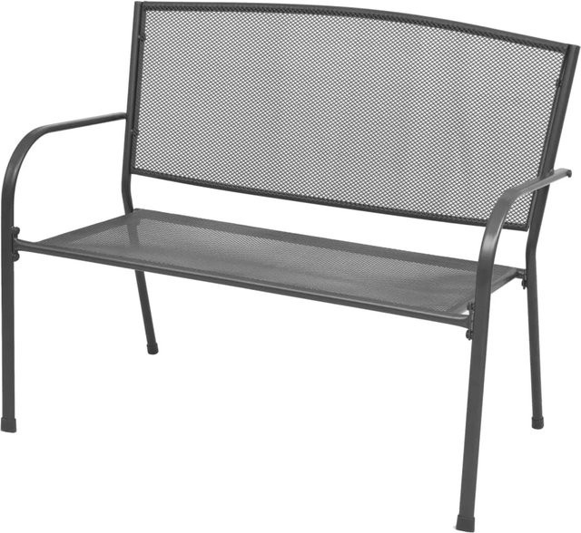 furnicato Gartenbank im Industrial Style aus Stahl mit Drahtgitter-Design in Anthrazit, Breite: 108 cm, Höhe: 88 cm, Tiefe: 60 cm - Bild 1