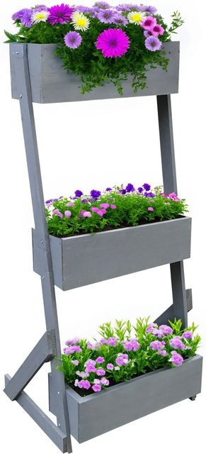 Coemo Vertikalbeet Petra Hochbeet aus Tannenholz in Braun, 3 Etagen, höhenverstellbar und neigbar, H: 142 cm, B: 54 cm, T: 54 cm - Bild 1