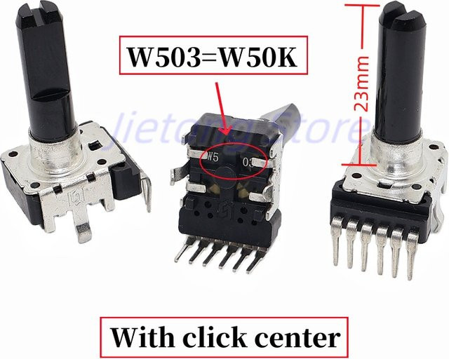 5 Stück PioneerDJ W503 W50K Halbwellen-Potentiometer für Mischpulte, 6-polig, 23 mm, Schwarz - Bild 1