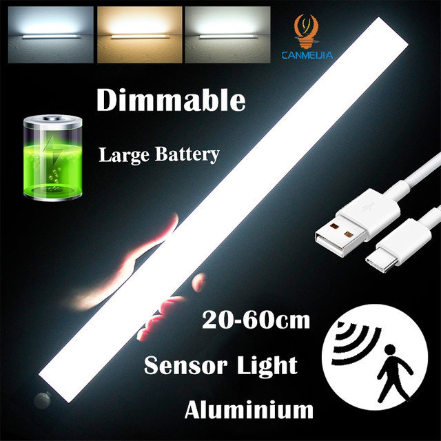 CANMEIJIA LED Unterbauleuchte mit Bewegungssensor, USB-aufladbare magnetische Schrankbeleuchtung in Weiß, dimmbar mit 3 Lichtfarben - Bild 1