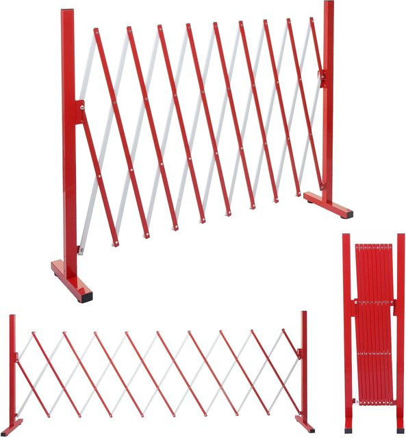 Ausziehbarer Absperrgitter MCW-B34 Scherengitter Zaun Schutzgitter aus Alu, rot-weiß, Höhe: 103 cm, Breite: 32-265 cm - Bild 1