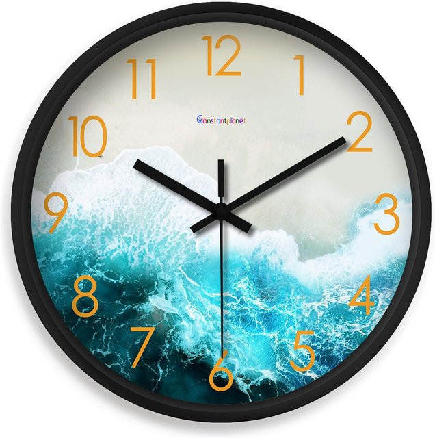 Linyi toy Wanduhr im modernen Stil mit Meeresufer-Strand-Motiv, kreisförmig, Durchmesser: 20,32 cm - Bild 1