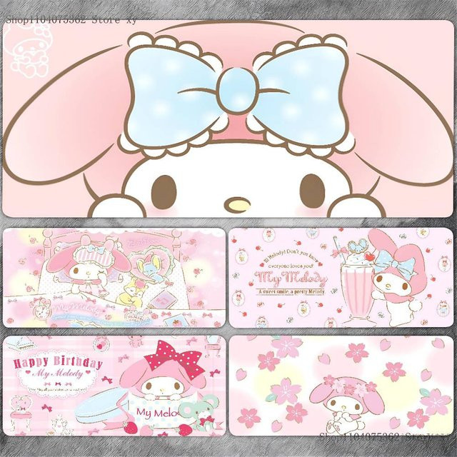 LockEdge My Melody Mauspad in Pink, große rutschfeste Schreibtischunterlage für Gaming und Tastatur - Bild 1