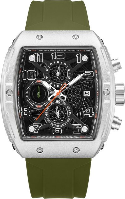 Police Chronograph Herrenuhr, Quarz, Edelstahl, 45 mm, Schwarz, Silikon - Bild 1