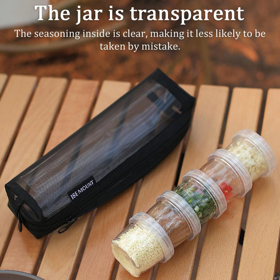 Tragbares Outdoor Camping Gewürzflaschen-Set aus transparentem Material zum Spleißen für Picknick und Barbecue - Bild 2