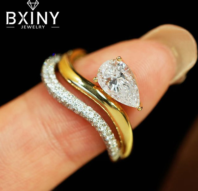 BXINY Ringset, 925 Silber, Moissanit, Damen - Bild 1