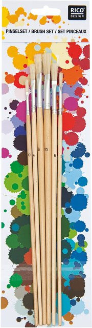 Rico Design Borstenpinsel flach No. 1 im 6er Set, Mehrfarbig - Bild 1