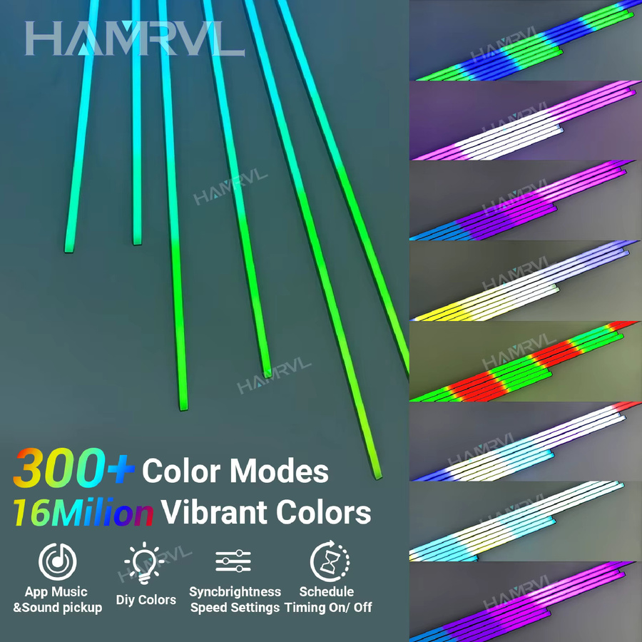 HAMRVL RGB+IC Smart Einbauleuchten-Set mit Musiksynchronisation und Lauflichteffekten für Holzwandpaneele - Bild 2