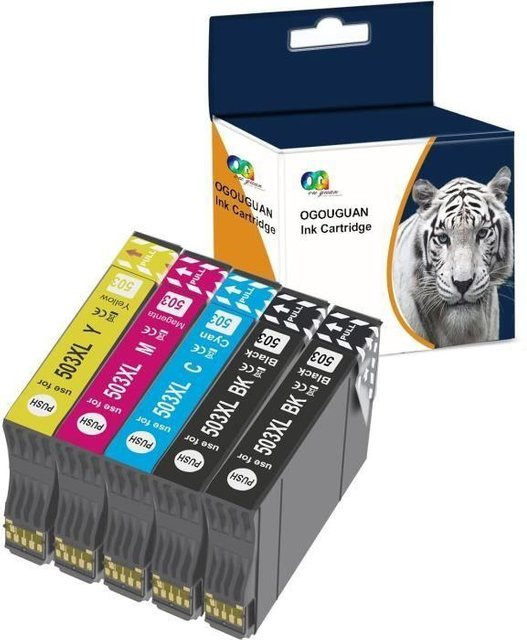 OGOUGUAN Tintenpatronen 503XL Set, 5 Stück, kompatibel mit Epson, mehrfarbig und schwarz, für Epson Expression Home XP-5200, XP-5205 sowie Workforce WF-2960DWF und WF-2965DWF - Bild 1