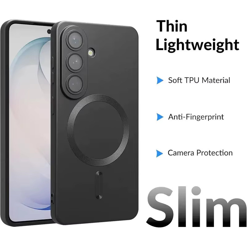 MagSafe Magnetische Hülle für Samsung Galaxy A57 in Metallic-Optik mit Kameraschutz und mattem Finish in Blau oder Schwarz - Bild 1