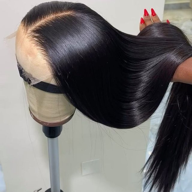 MYLOCKME Perücke aus echtem Haar, Spitze Frontal, Gerade, Unisex - Bild 1