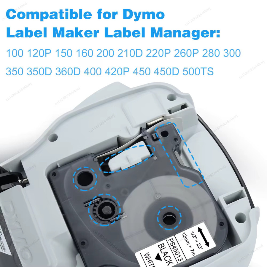 Dymo D1 Etikettendruckerband Weiß 12 mm für LabelManager LM160 und LM280 kompatibel mit 45013 - Bild 2