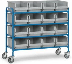 Fetra Beistellwagen 32951 mit Kästen in Blau mit TPE-Reifen und 250 kg Tragkraft B/T/H: 60,0 x 45,0 x 17,0 cm - Bild 1