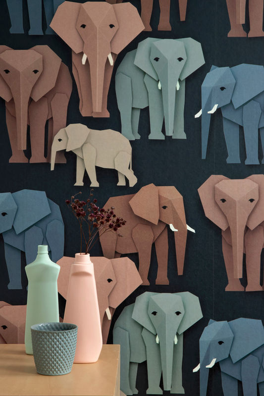Studio Ditte Tapete Elephant mit Tiermotiv in Blau, Braun und Multicolour für das Kinderzimmer - Bild 2